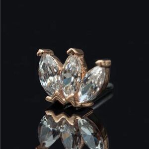 BVLA "Marquise Fan" Stud Earring with press back Rose Gold and white CZ